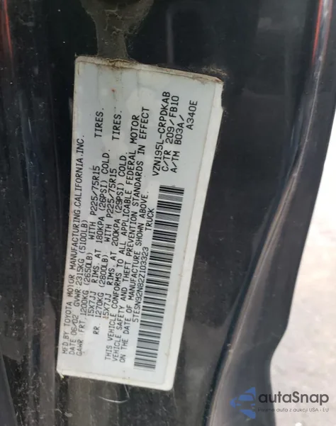 2002 Toyota Tacoma Prerunner V6 from USA, damaged, VIN 5TESN92N82Z103323